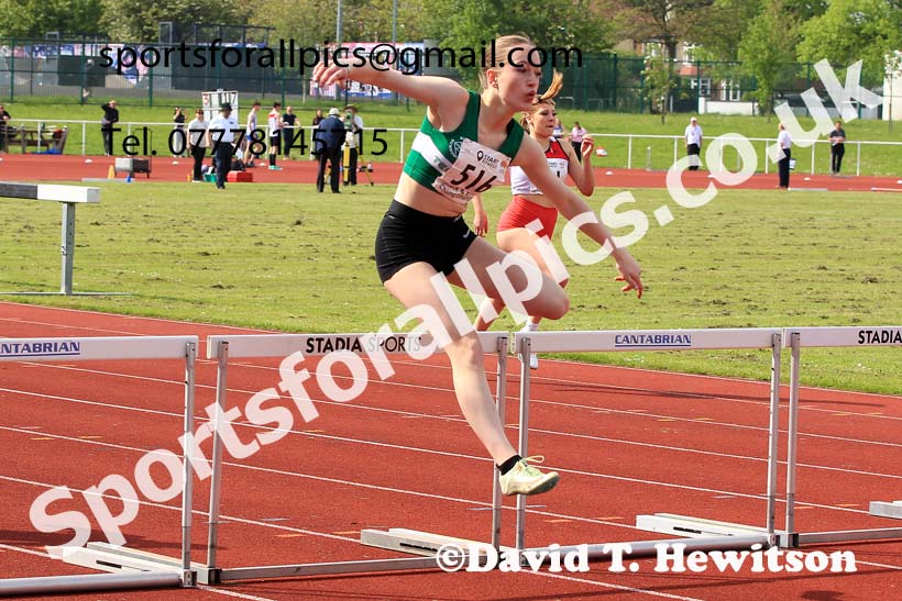 Womens Under-17s 300 metres Hurdles, 2023 North Eastern Track and Field Champs., Middlesbrough Sports Village, Middlesbrough. Photo: David T. Hewitson/Sports for All Pics